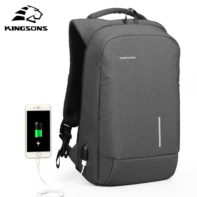 Kingsons Men's Backpack Fashion Multifunction USB Charging Men 13 15 inch Laptop Backpacks Anti-theft Bag For Men