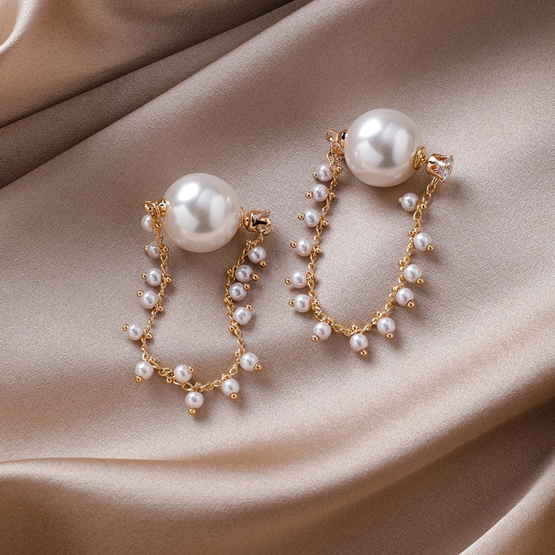 Korean Simulated Pearl Chain Earrings For Women 2020 New Fashion Jewelry Delicate Earings Bijoux Wholesale