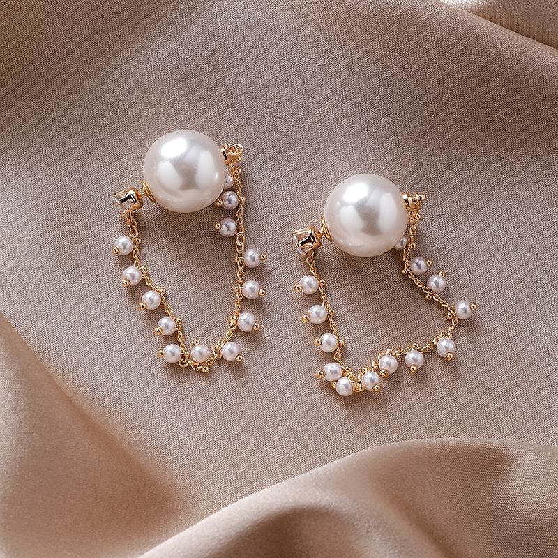 Korean Simulated Pearl Chain Earrings For Women 2020 New Fashion Jewelry Delicate Earings Bijoux Wholesale