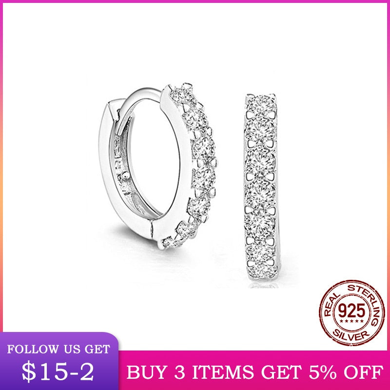 LByzHan 100% Real 925 Sterling Silver Crystal Circle Earring For Women Making Jewelry Gift Wedding Party Engagement E024