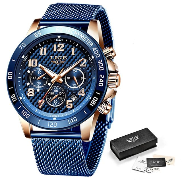 LIGE 2020 New Arrival Men Watches Top Luxury Brand Sport Watch Men Chronograph Quartz Wristwatch Date Male Relogio Masculino+Box