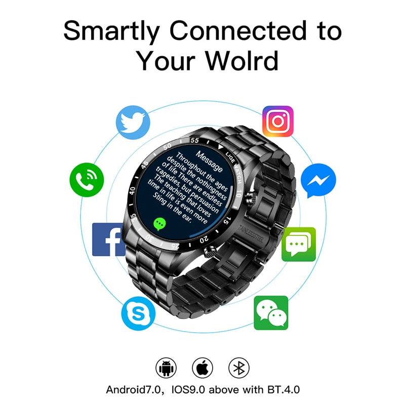 LIGE Bluetooth Call Smartwatch Blood Pressure Heart Rate Monitoring Alarm Clock Remind Sports Watch Waterproof Smart Watch Men