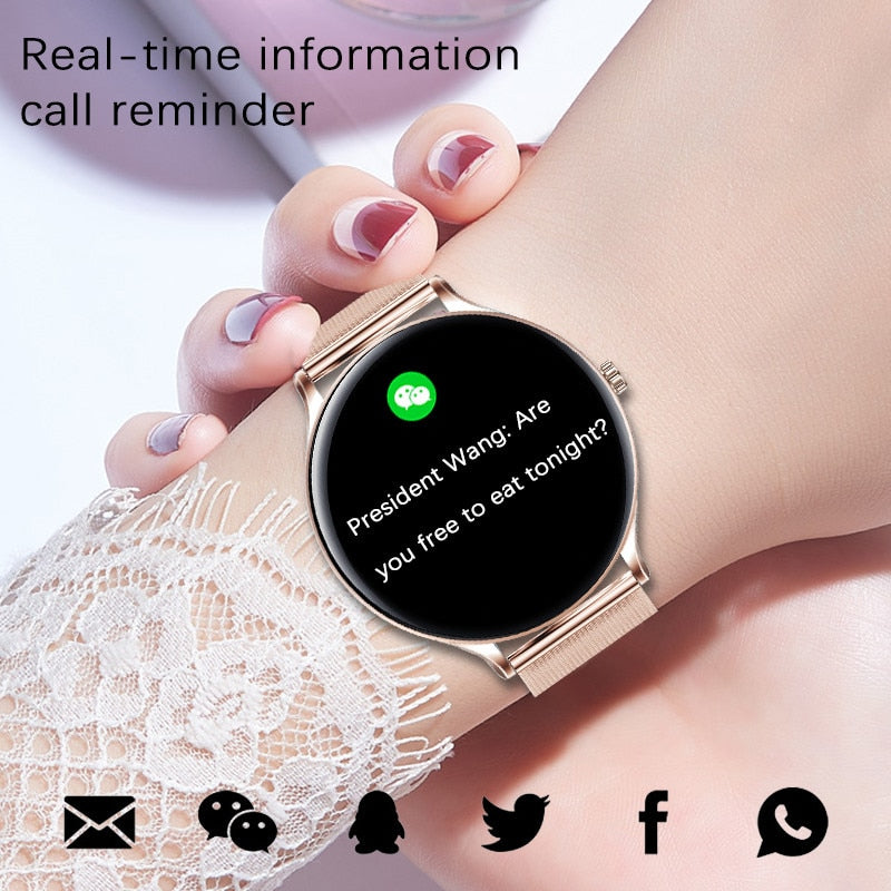 LIGE Ladies Smart Watch Women smartwatch Sports Health Fitness Tracker Waterproof Full circle touch screen reloj inteligente