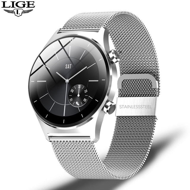 LIGE New Full Touch Screen Smart Watch Men smartwatch Mens IP68 Waterproof Sports Watch Heart Rate Blood Pressure Monitor +Box