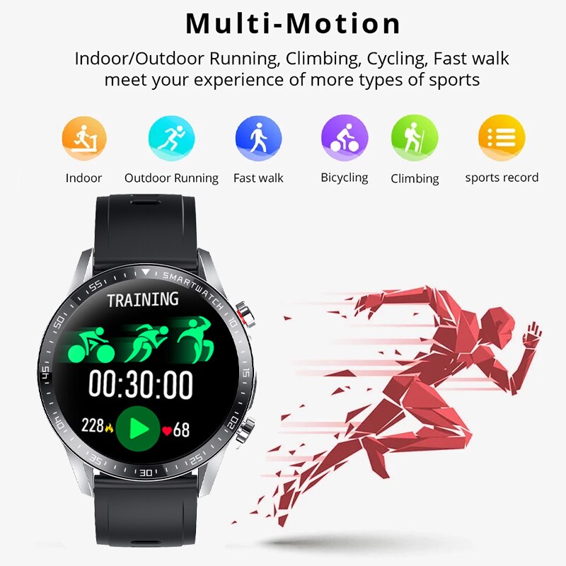 LIGE New Men Smart watch Heart rate Blood pressure Sports Fitness watch IP68 waterproof Luxury smart watch Male For iOS Android
