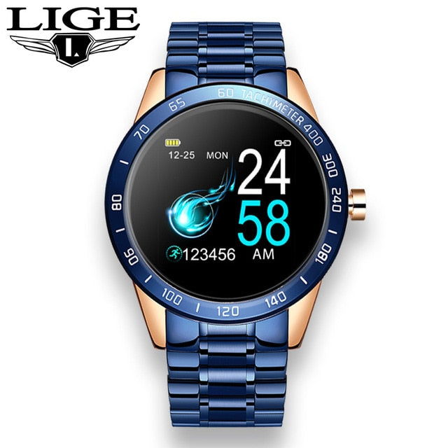 LIGE New Mens smart watch men Waterproof sport For iPhone Heart rate monitor Blood pressure function smartwatch Fitness tracker