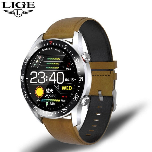 LIGE Smart Watch Men smartwatch LED Full Touch Screen For Android iOS Heart Rate Blood Pressure Monitor Waterproof Fitness Watch