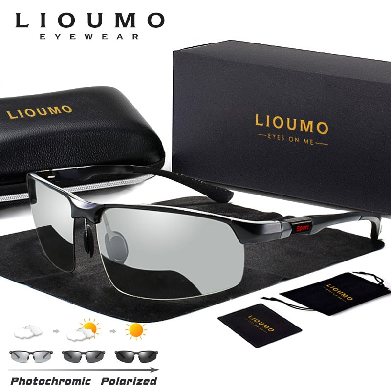 LIOUMO Photochromic Sunglasses Men Polarized Chameleon Glasses Male Change Color Sun Glasses Day Night Vision Driving Eyewear