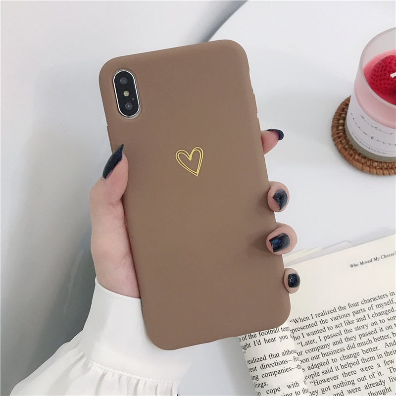 LOVECOM Plating Heart Phone Case For iPhone 12 Mini 11 Pro Max XR XS Max 6 7 8 Plus X Candy Color Simple Soft Silicon Back Cover