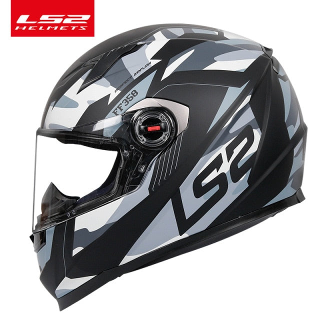 LS2 FF358 full face motorcycle helmet ls2 samurai motocross racing man woman casco moto casque LS2 ECE approved no pump