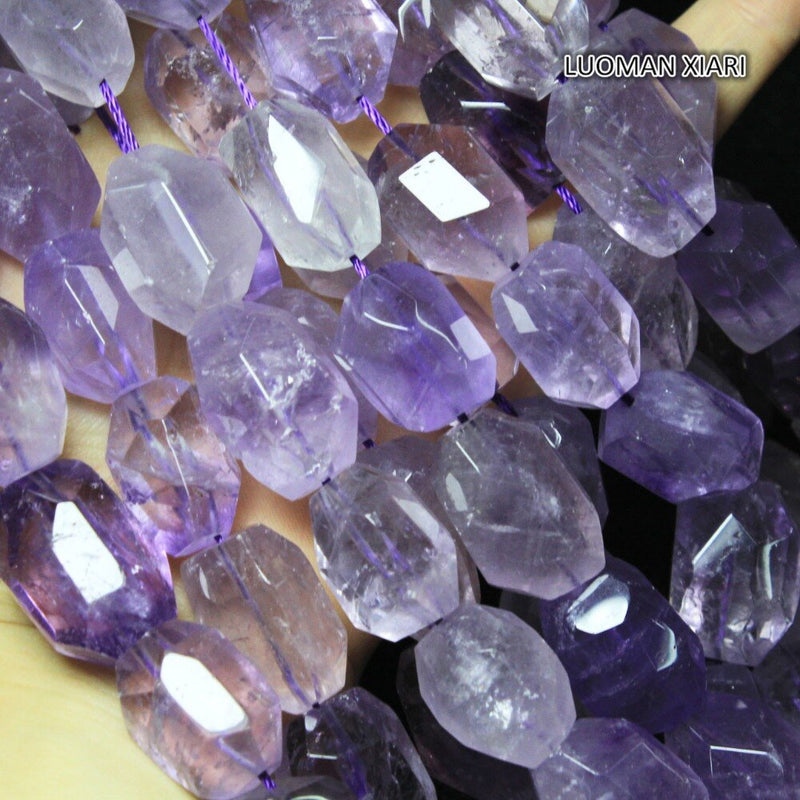 LUOMAN XIARI Irregular Natural Facet  Amethyst Stone Beads For Jewelry Making DIY Bracelet Material about 15*20mm Strand 15''