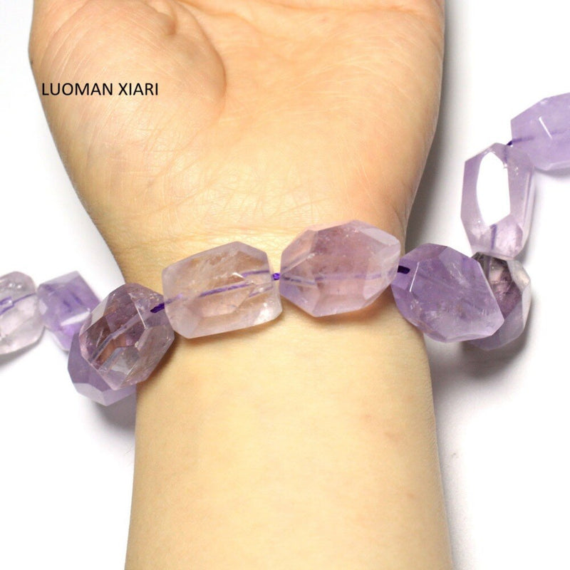 LUOMAN XIARI Irregular Natural Facet  Amethyst Stone Beads For Jewelry Making DIY Bracelet Material about 15*20mm Strand 15''