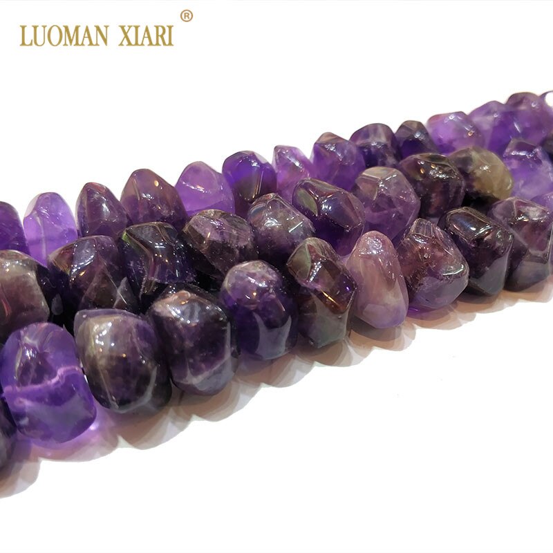 LUOMAN XIARI Natural Stone Irregular  Facted Beads Amethyst Beads For Jewelry Making DIY Bracelet Necklace 9-14 mm Strand 15"