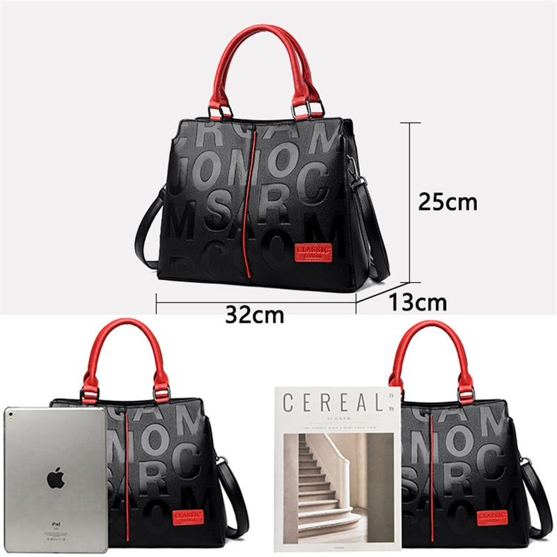 Ladies Quality Leather Letter Shoulder Bags for Women 2021 Luxury Handbags Women Bags Designer Fashion Large Capacity Tote Bag