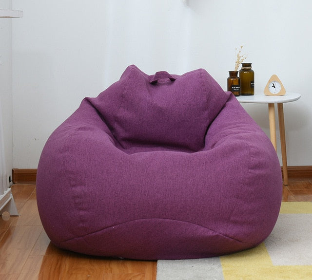 Lazy Sofa-Cover Large Small Lazy Bean Bag Sofa Chairs Cover Without Filler Linen Cloth Lounger Seat Bean Bag Pouf Puff Couch