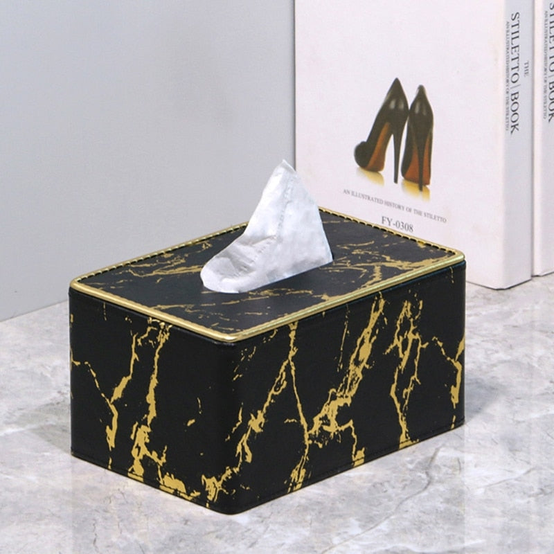 Leather Marble Tissue Box Desktop Paper Towel Holder Napkin Storage Container Home Office Decor D02 20 Dropshipping
