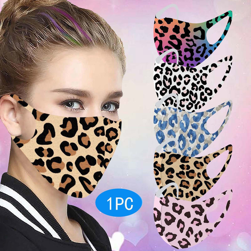 Leopard Print Ice Silk Protective Masks Halloween Cosplay Washable Reuse Face Masks For Face With Adult Women Breathable