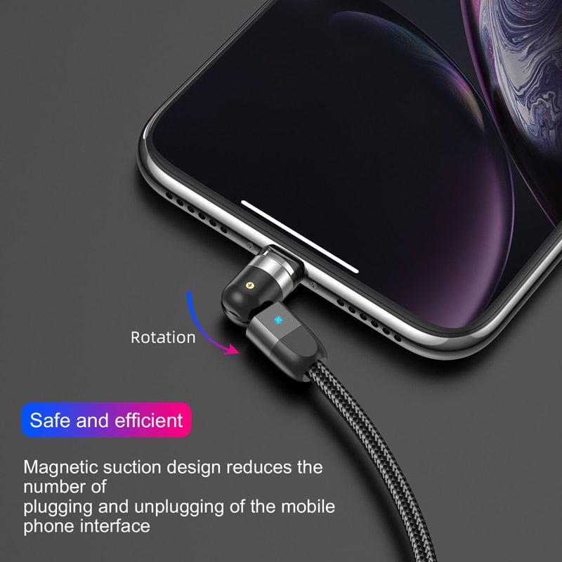Lovebay 2M Magnetic USB Cable Micro usb Type C Charger Mobile Phone Cable Cord 360º+180º Rotation Fast Charging For iPhone 11