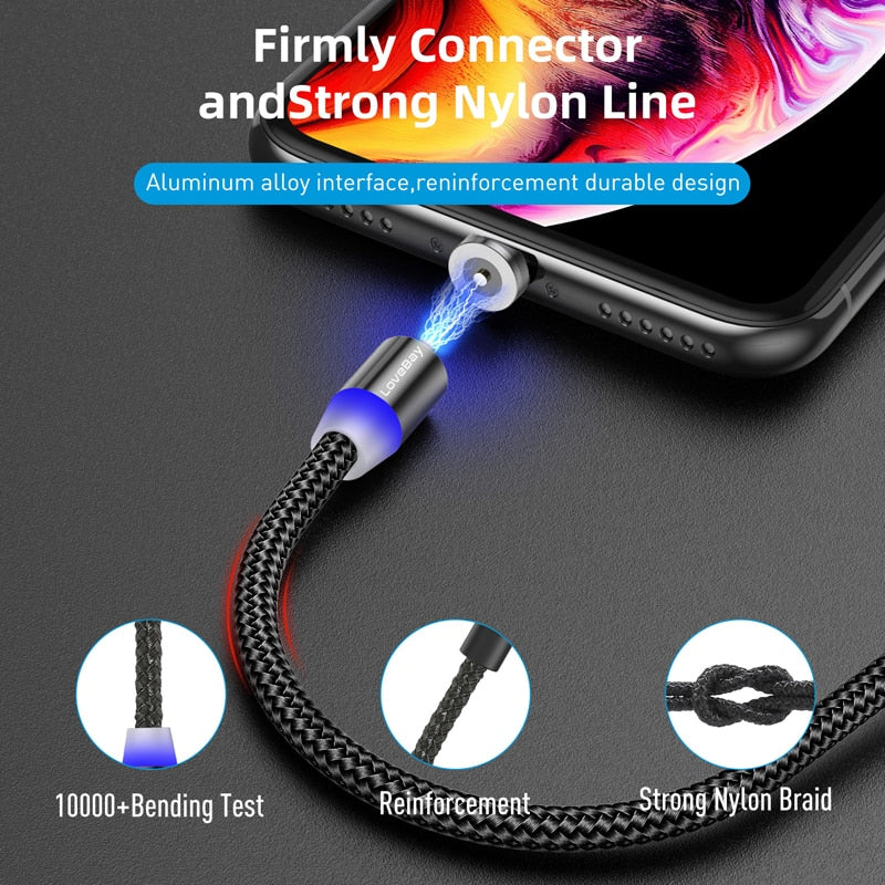Lovebay 3M Magnetic Micro USB Cable For iphone Samsung Huawei Xiaomi Phone Type-C Cable Magnet Charger Wire Cord Fast Charging