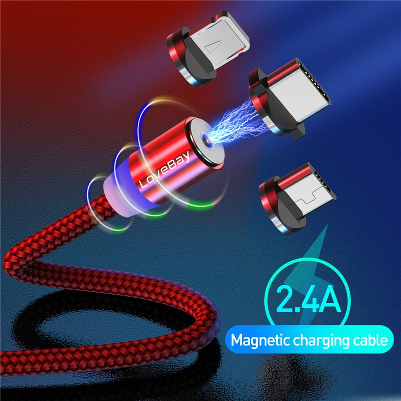 Lovebay 3M Magnetic Micro USB Cable For iphone Samsung Huawei Xiaomi Phone Type-C Cable Magnet Charger Wire Cord Fast Charging