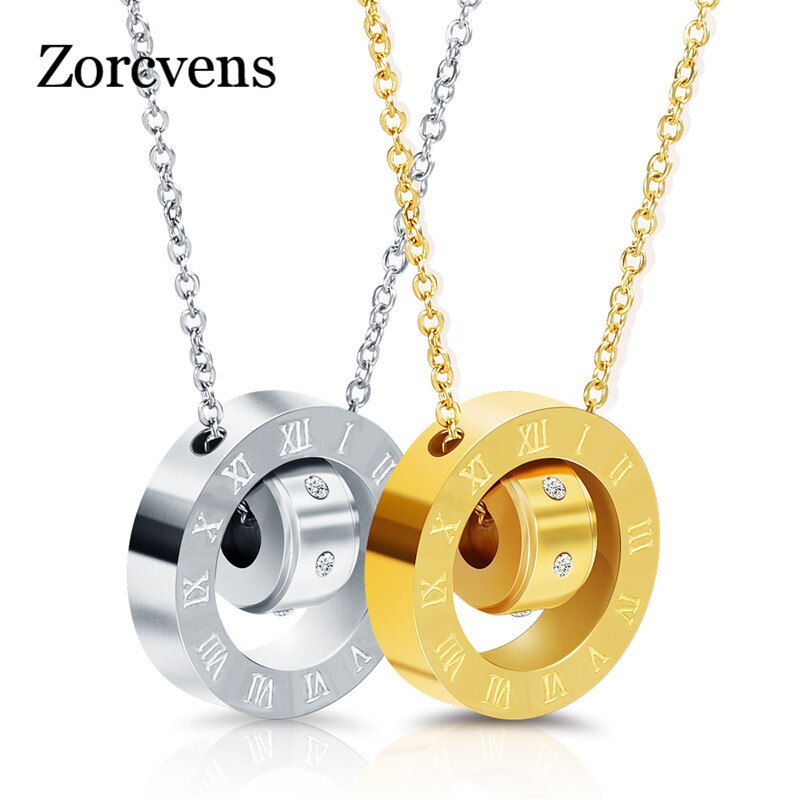 Luxury Brand Jewelry 316L Stainless Steel Double Loop Love/Roman Numerals Necklace Austrian Crystal Love Necklace For Women
