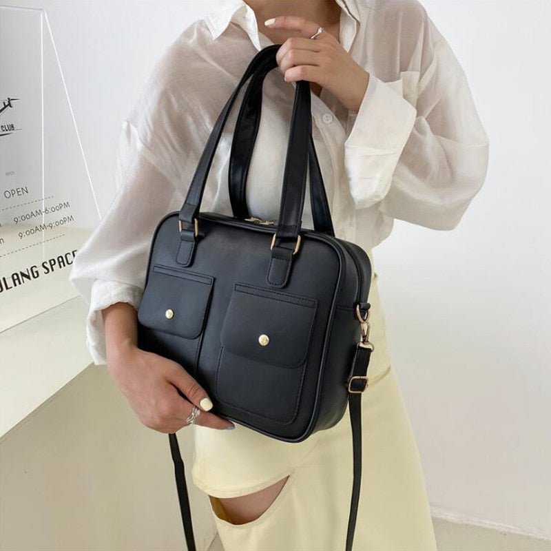 Luxury Brand Shoulder Bag Simple Square Crossbody Bags For Women Pu Leather Designer Handbags Casual Tote Top-handle Bags