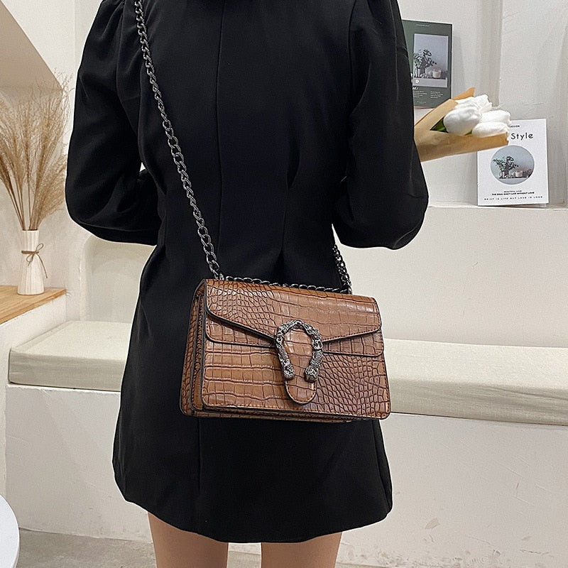 Luxury Brand Women Bag Stone Crossbody Bag for Women PU Leather Handbags Designer Purse Female Single Shoulder Bag Sac A Main