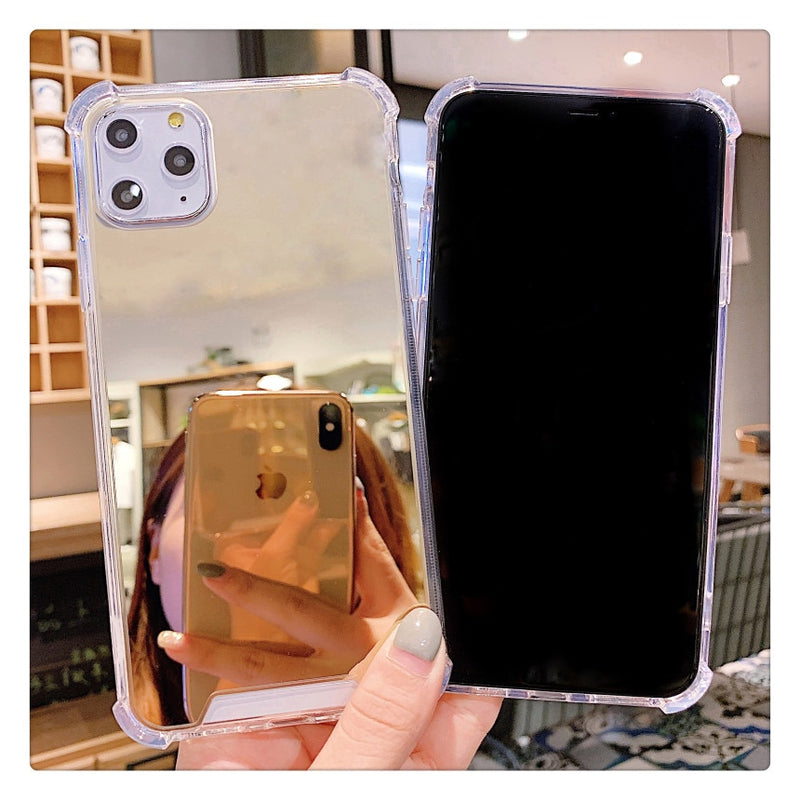 Luxury Clear Makeup Mirror Phone Case For iphone 11 12 Pro XS MAX Mini XR X 7 8 6S 6 Plus SE 2020 Shockproof Soft Silicone Cover