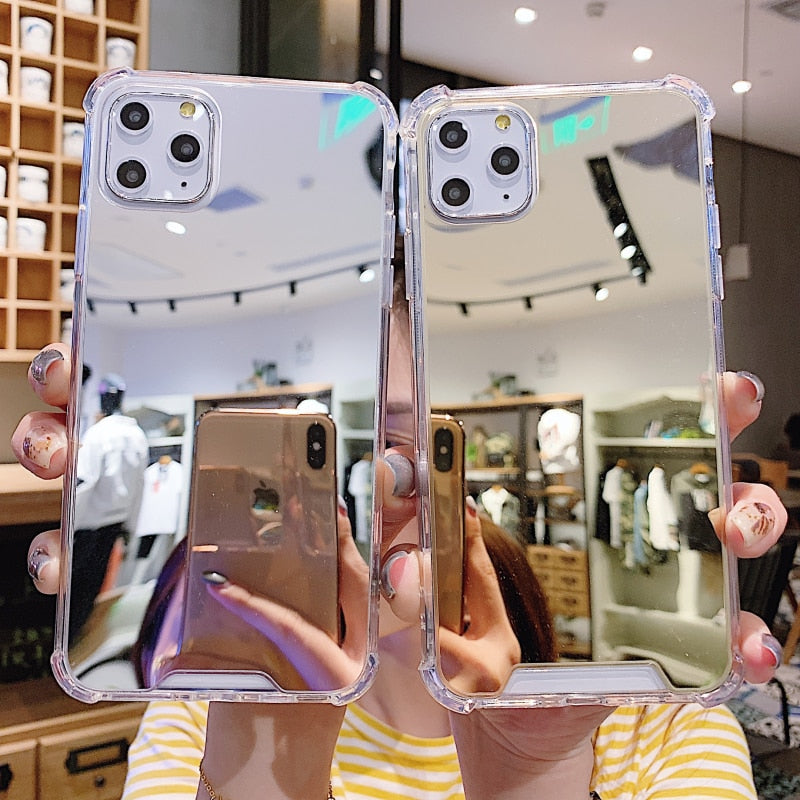 Luxury Clear Makeup Mirror Phone Case For iphone 11 12 Pro XS MAX Mini XR X 7 8 6S 6 Plus SE 2020 Shockproof Soft Silicone Cover