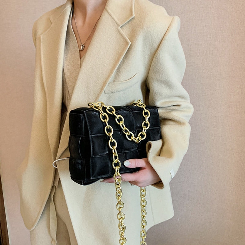 Luxury Design Nubuck Leather Crossbody Bags for Women 2021 Summer New Fashion Thick Metal Chain Lady Shoulder Bag Brand Handbags