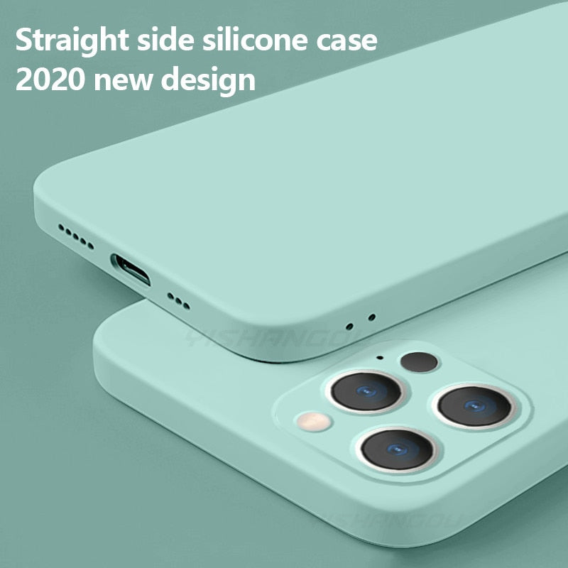 Luxury Liquid Silicone Case on For iPhone 11 12 Pro Max SE 2 2020 XS Max XR X 10 7 8 6 6S Plus Cover Soft Camera Protection Case