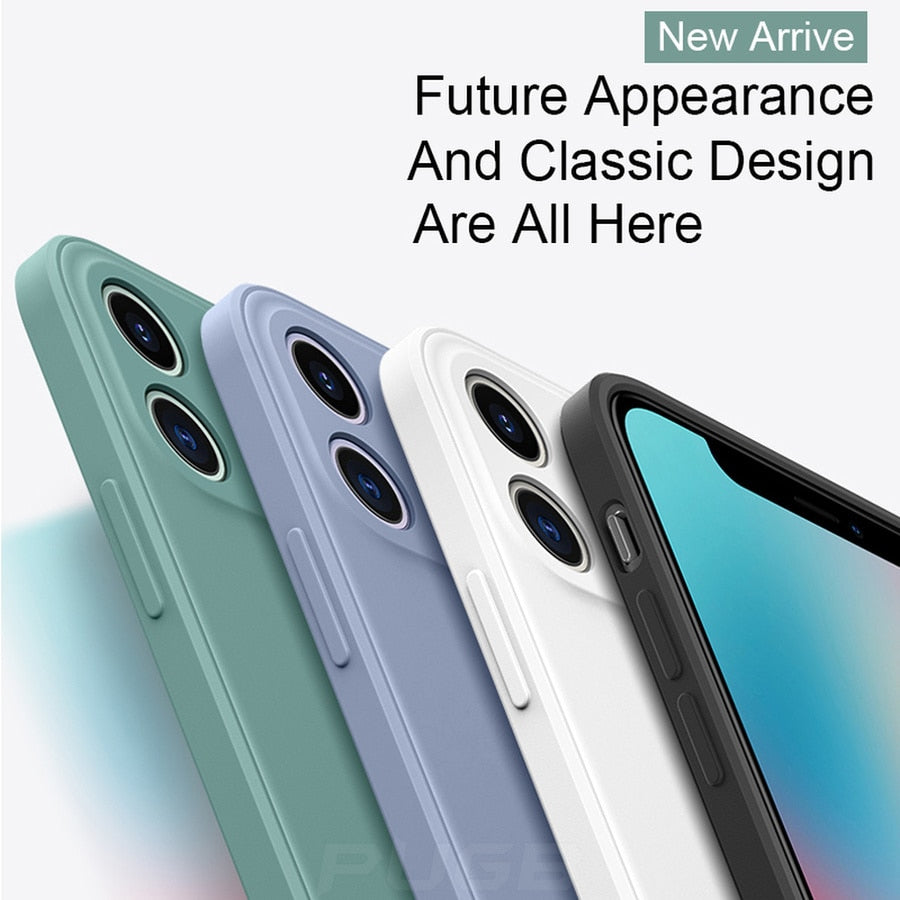 Luxury Orignal Square edge Soft Liquid Silicone Case For iPhone 12 11 Pro XS Max iPhone 12 mini x xr 7 8 Plus se 2020 Back Cover
