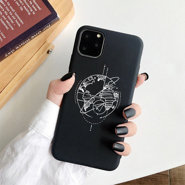 Luxury Popular Planes Map Designs Phone Case for IPhone 11 Pro XR X Xs Max 8 7 6s Plus 12 mini Soft Silicone Cases Black Cover