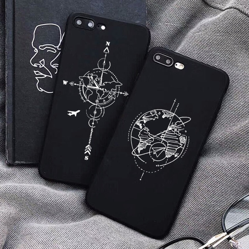 Luxury Popular Planes Map Designs Phone Case for IPhone 11 Pro XR X Xs Max 8 7 6s Plus 12 mini Soft Silicone Cases Black Cover