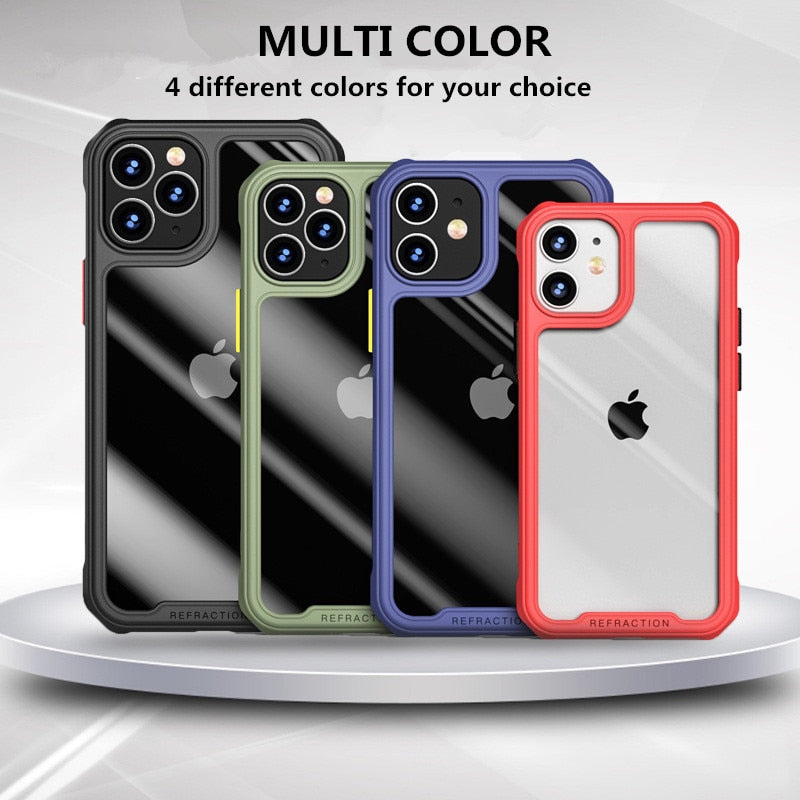 Luxury Transparent Case For iPhone 12 11 Pro Max 12 Mini Shockproof Airbag Cases For iPhone SE 2020 7 8 Plus X XS Max XR Cover
