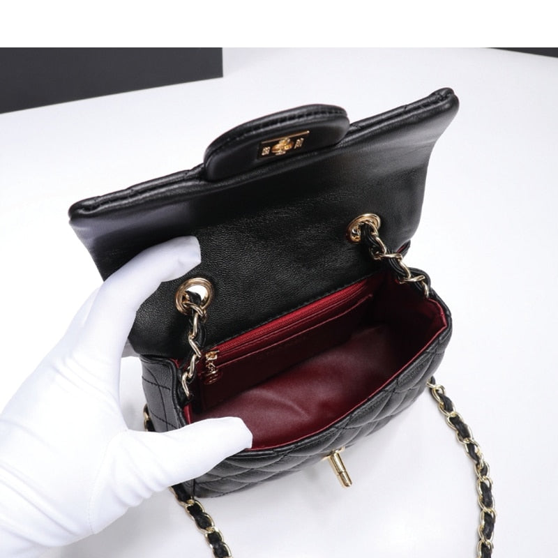 Luxury Women's Mini Handbag high Quality Fashion Cowhie & Lambskin Classic Designer Flap Bag Plaid Chain Crossbody Shoulder Bags