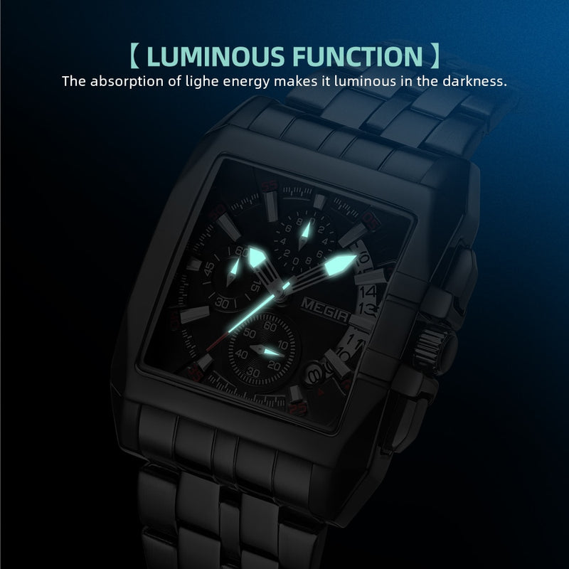 MEGIR 2021 Fashion Luxury Six Pin Luminous Business Men Multifunctional Waterproof Quartz Men's Watches Erkek Saat 2018G