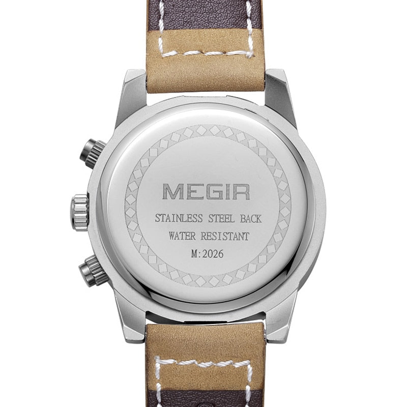 MEGIR 2021 Luxury Chronograph Calendar Casual Watch Men's Belt Sports Business Luminous Waterproof  Relogio Masculino 2026G