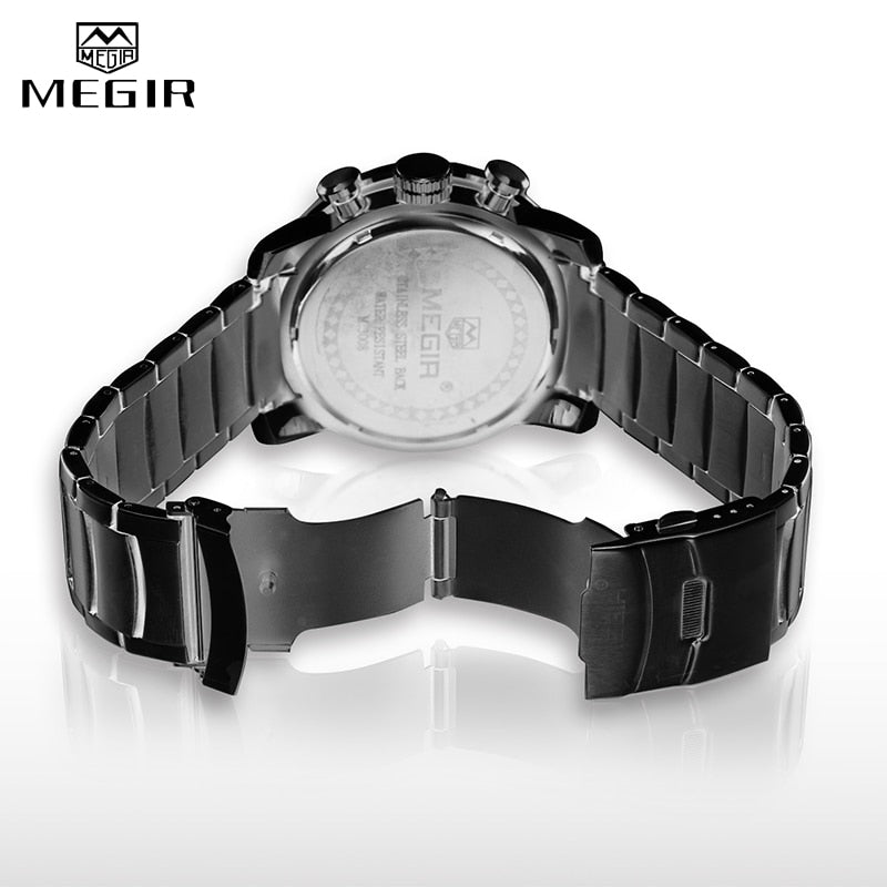 MEGIR 2021 Watch Men Fashion Sport Quartz Mens Watches Waterproof Full Steel Business Chronograph Date Male Relogio Masculino