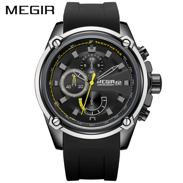 MEGIR Chronograph Men Sport Watch Male Silicone Date Quartz Watches Mens Luxury Brand Luminous Waterproof Relogio Masculino 2086