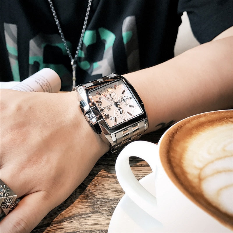 MEGIR  Fashion Mens Watches Top Brand Luxury Quartz Watch Men  Steel Date Waterproof Sport Watch Relogio Masculino