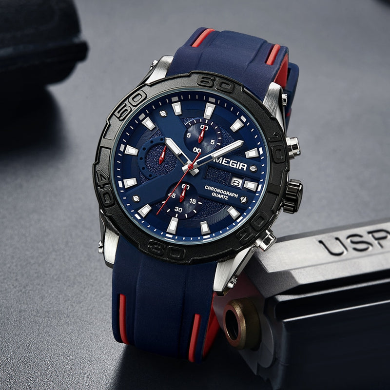 MEGIR Fashion Sport Men Watch Relogio Masculino Brand Silicone Army Military Watches Clock Men Quartz Wrist Watch Hour Time Saat