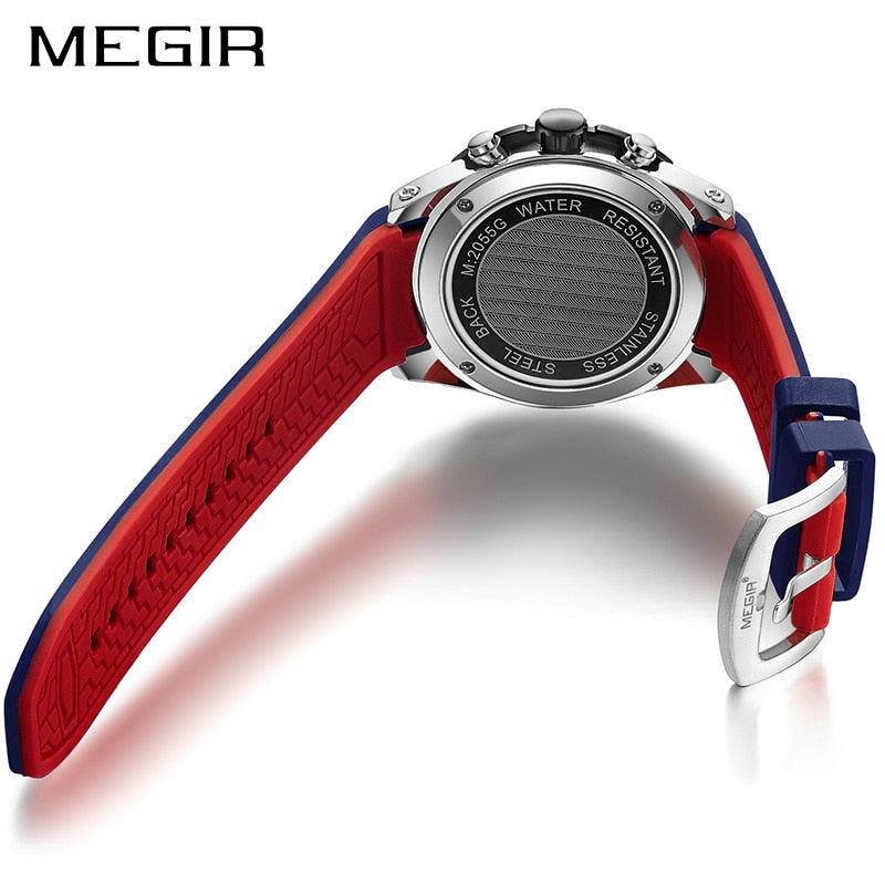 MEGIR Fashion Sport Men Watch Relogio Masculino Brand Silicone Army Military Watches Clock Men Quartz Wrist Watch Hour Time Saat
