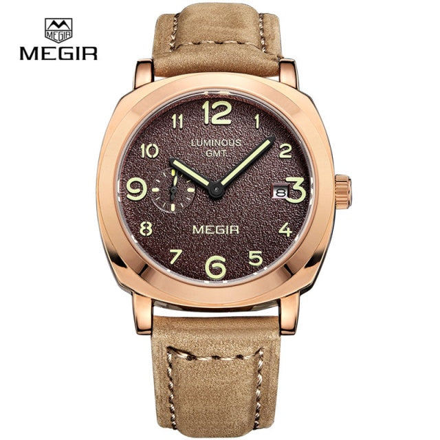 MEGIR Luxury Brand Men Sport Watches Men's Quartz Clock Man Army Military Leather Wrist Watch Relogio Masculino