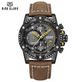 MEGIR Mens Watch New Fashion Chronograph Sport Quartz Watch Men Leather Casual Waterproof Clock Male Military Date Wrist Watch