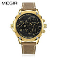 MEGIR New Design Waterproof Sports Quartz Watch Fashion Luxury Army Military Watches Men Dual Time Zone Clock Relogio Masculino