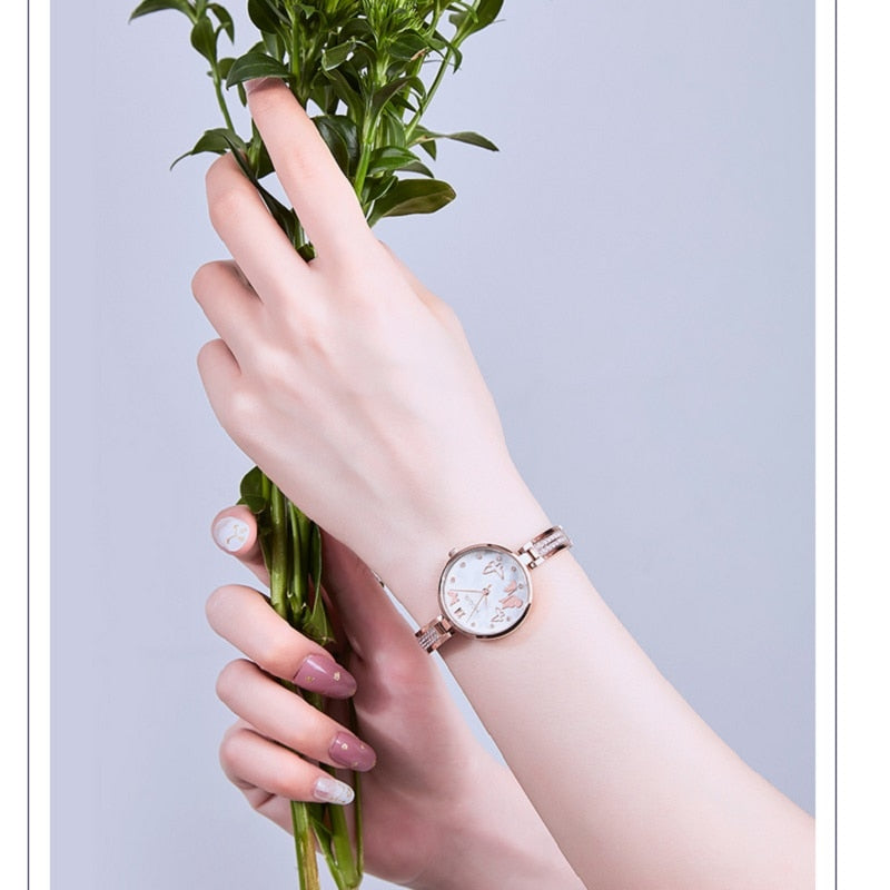 MEGIR New Elegant Rhinstone Woman Watch Luxury Brand Female Wristwatch Japan Movt 30M Waterproof Gold Analog Geneva Quartz Watch