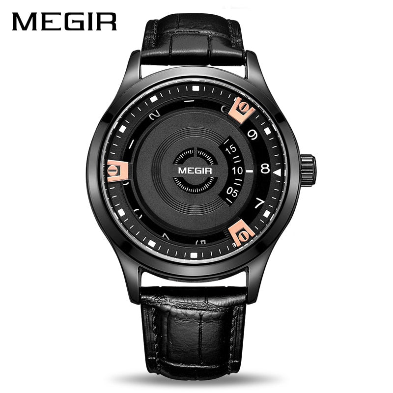 MEGIR New Fashion Casual Personality Non-Pointer Sport Watch Dial Scale Time Simple Trend Quartz Watches Relogio Masculino 1067