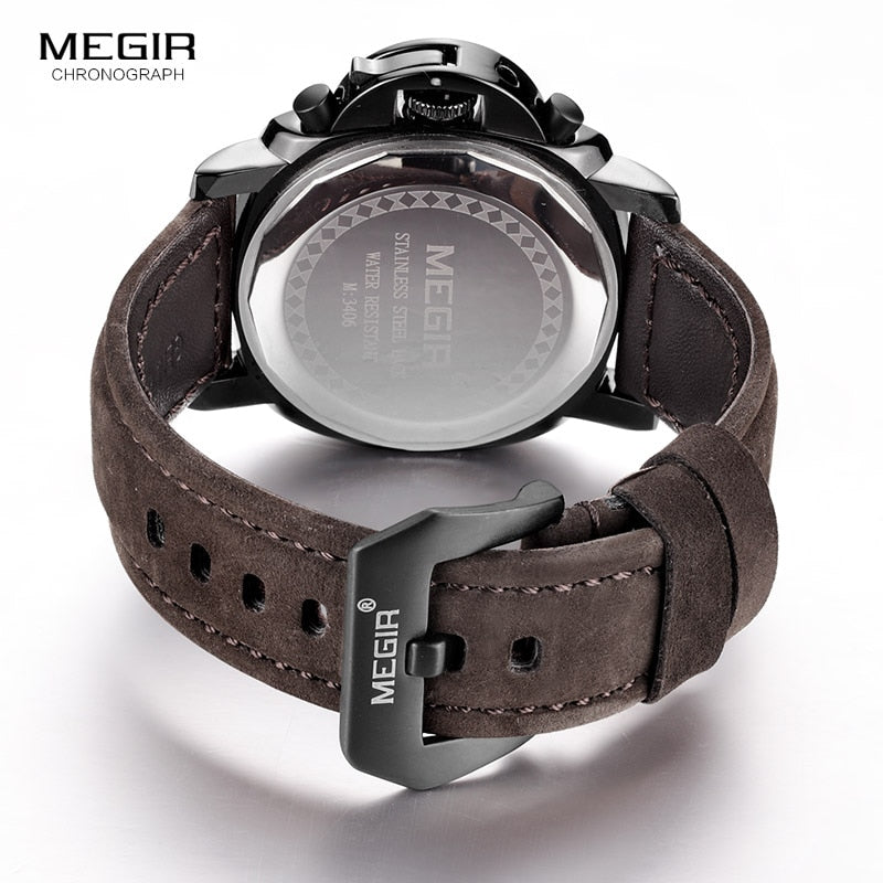 MEGIR Original Men Watch Top Brand Luxury Quartz Watches Stainless Steel Strap Waterproof Wristwatches Clock Relogio Masculino
