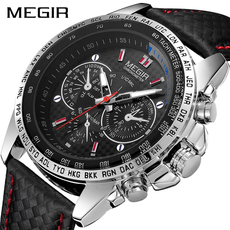 MEGIR Original Mens Top Brand Luxury Quartz WristWatches Casual Fashion Luminous Army 30m Waterproof New Relogio Masculino 1010G
